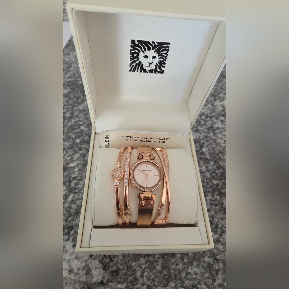 Anne Klein Women's Rose Gold Watch and Bracelet Set
